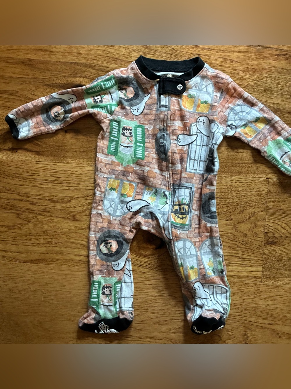 Burts Bees newborn Orange Ghost Print One-Piece Pajamas
